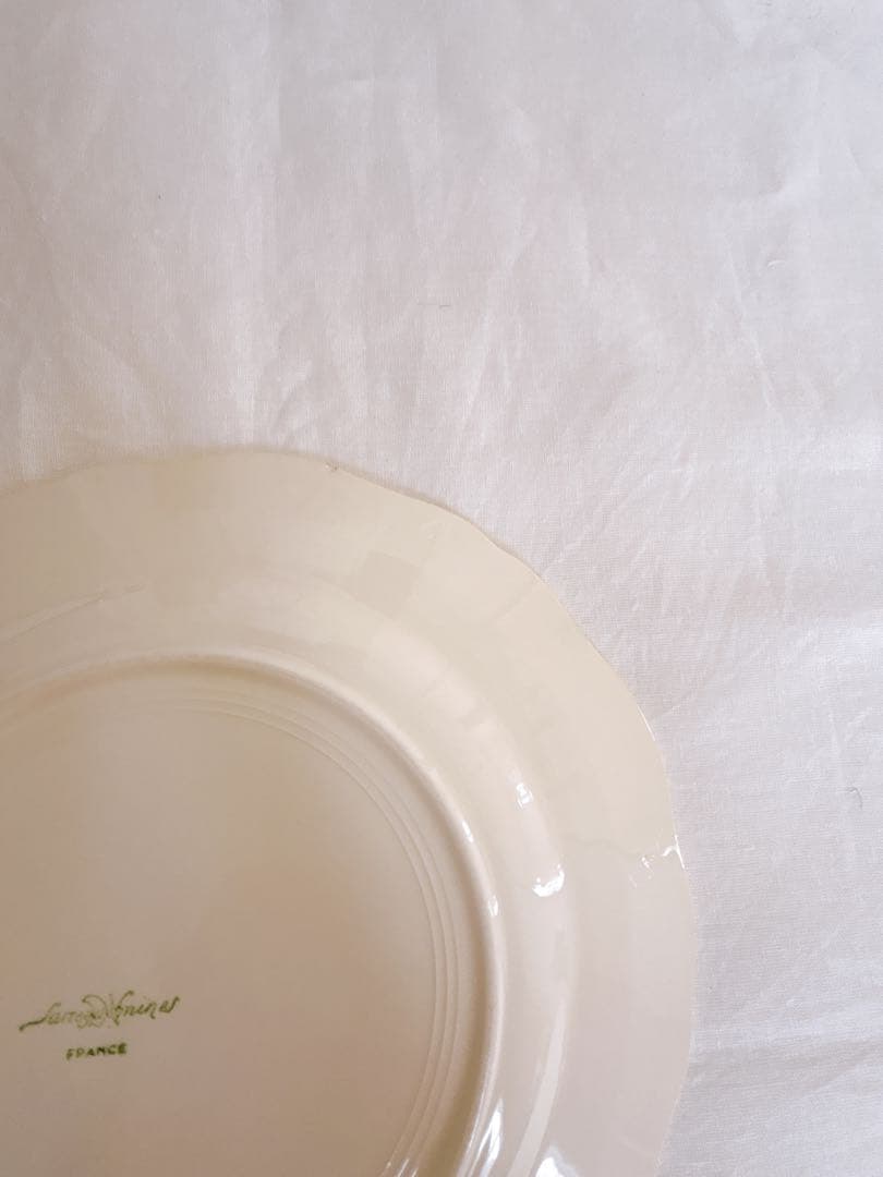 フランスアンティーク　Sarreguemines 花リム　ディナープレート②