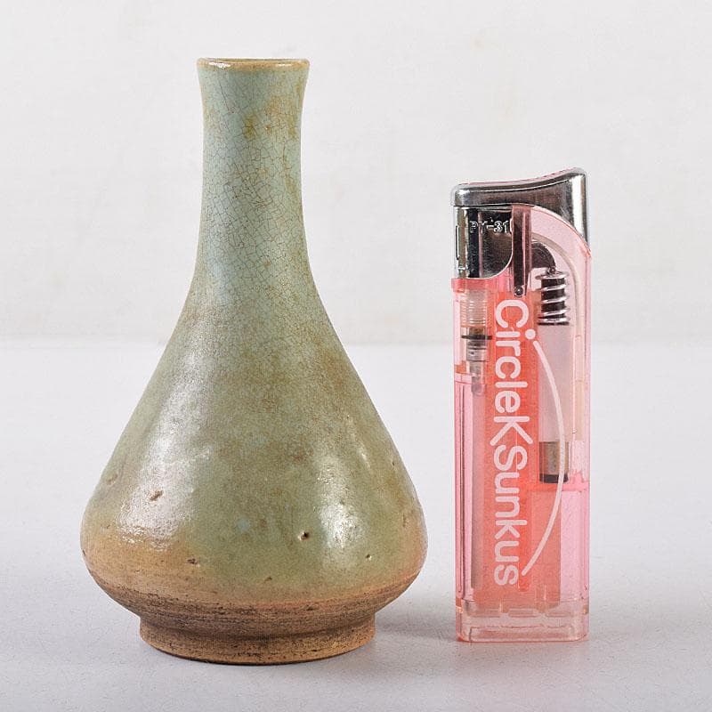 中国　龍泉窯　青磁　一輪挿し　時代箱付　M　R8638