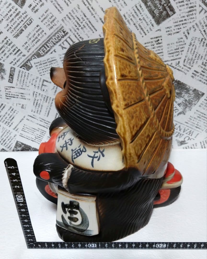 信楽焼「バイクたぬき」陶器 置物