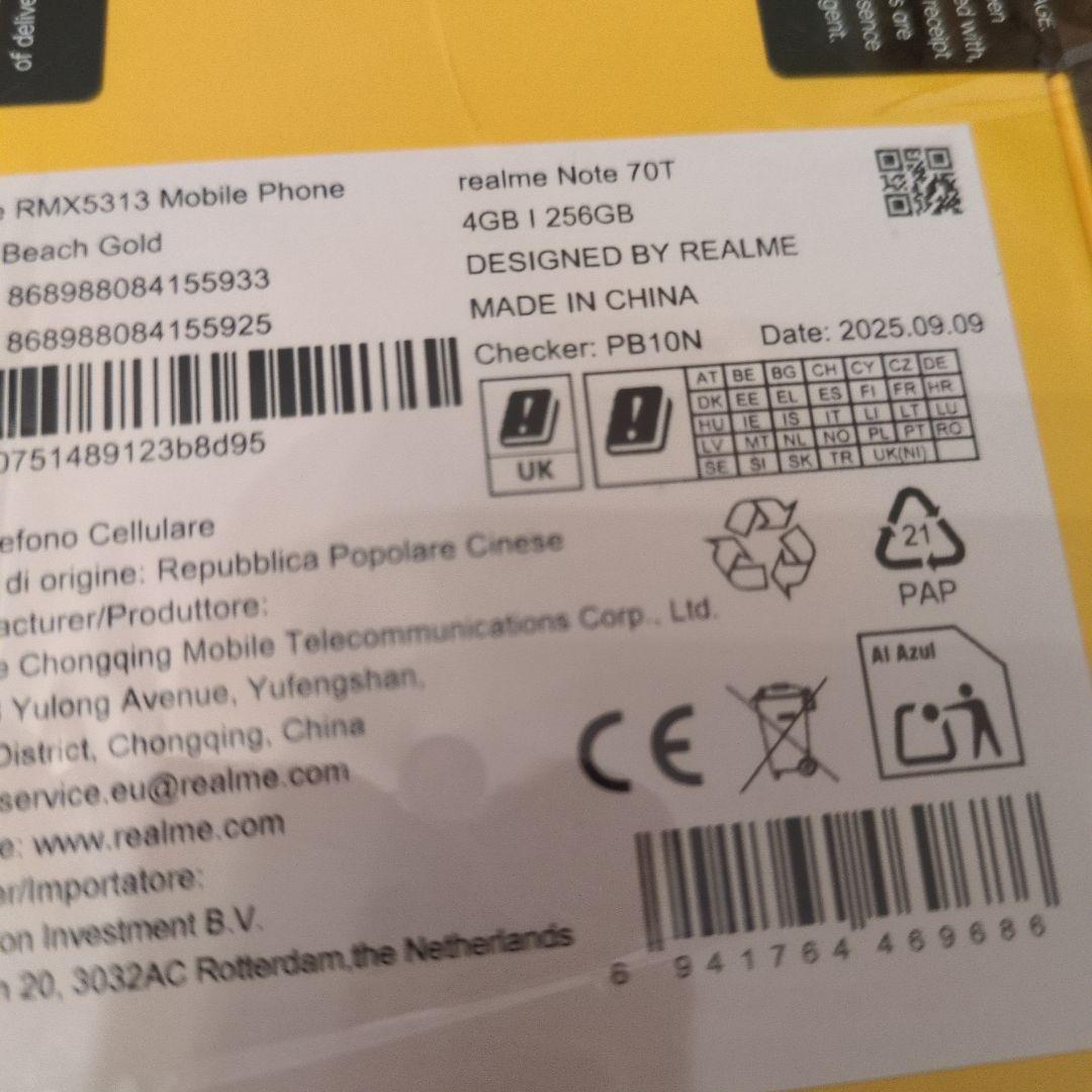 お値下不可！Realme Note 70T 4GB+256GB(ゴールド)