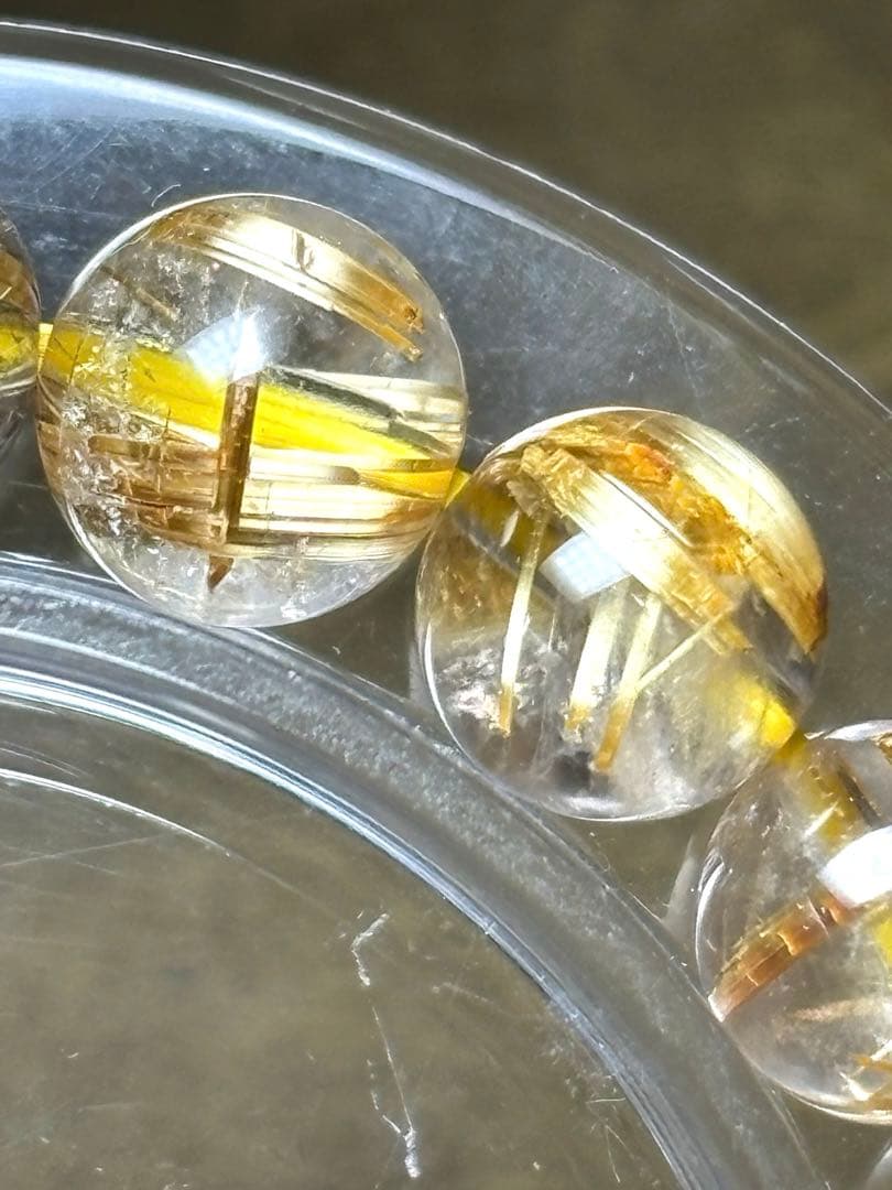 ゴールドタイチンルチルブレスレット9.2㎜（新品未使用）極上　高品質　金運最強