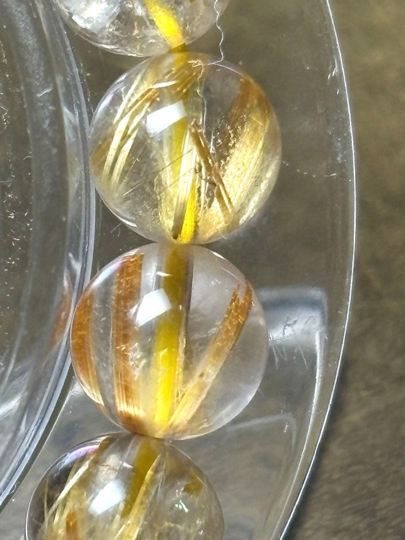 ゴールドタイチンルチルブレスレット9.2㎜（新品未使用）極上　高品質　金運最強