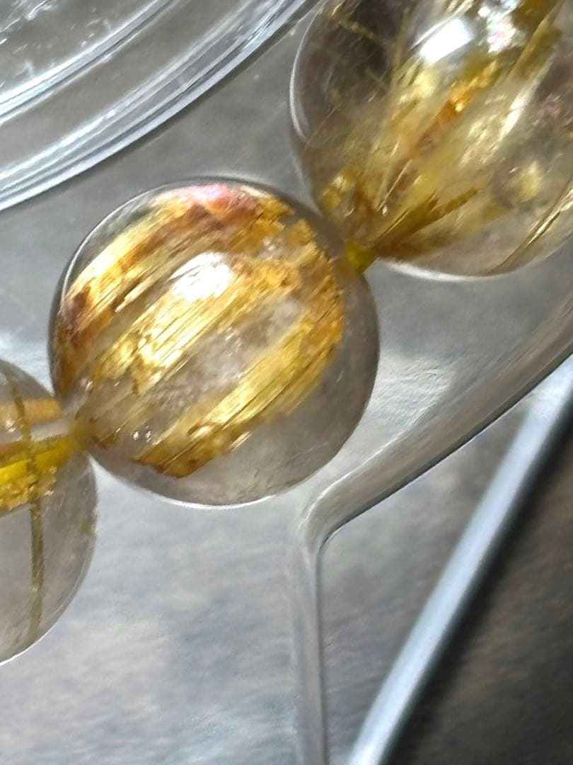 ゴールドタイチンルチルブレスレット9.2㎜（新品未使用）極上　高品質　金運最強