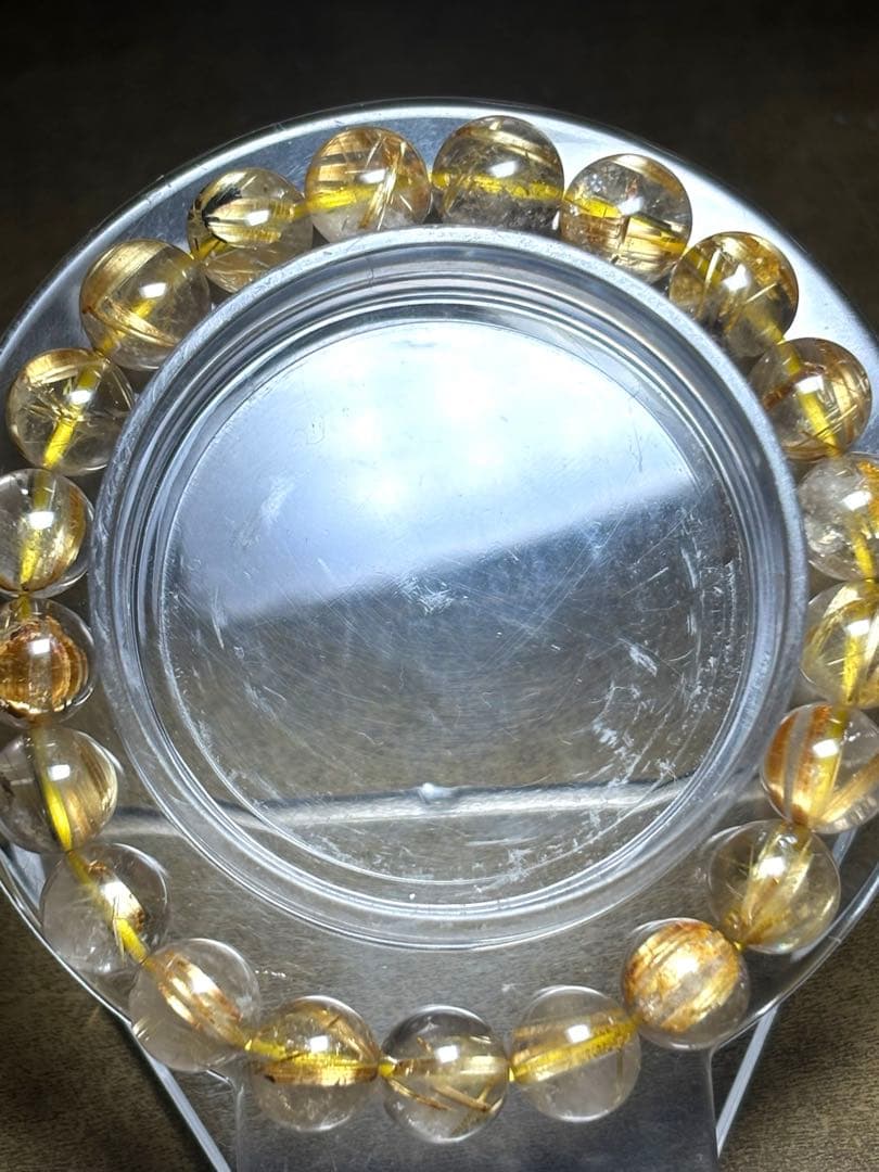 ゴールドタイチンルチルブレスレット9.2㎜（新品未使用）極上　高品質　金運最強