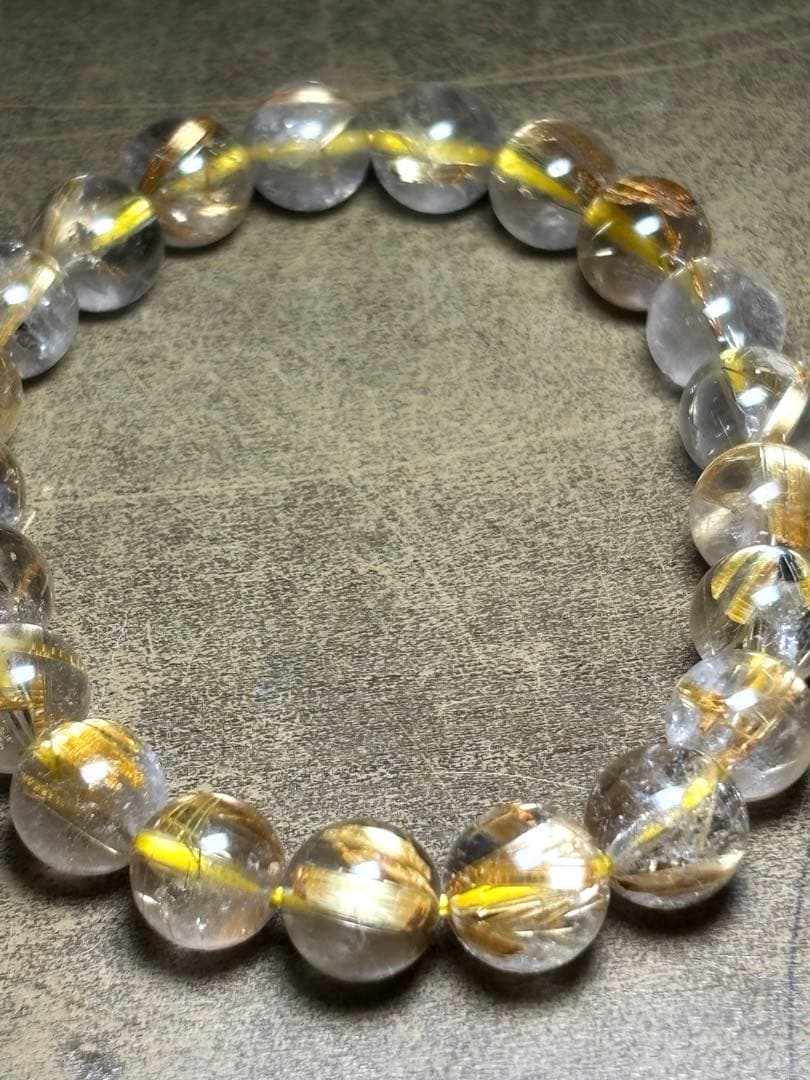 ゴールドタイチンルチルブレスレット9.2㎜（新品未使用）極上　高品質　金運最強