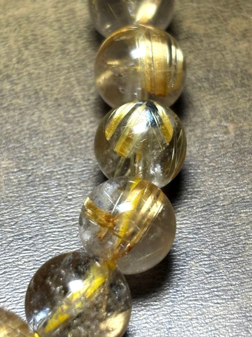 ゴールドタイチンルチルブレスレット9.2㎜（新品未使用）極上　高品質　金運最強