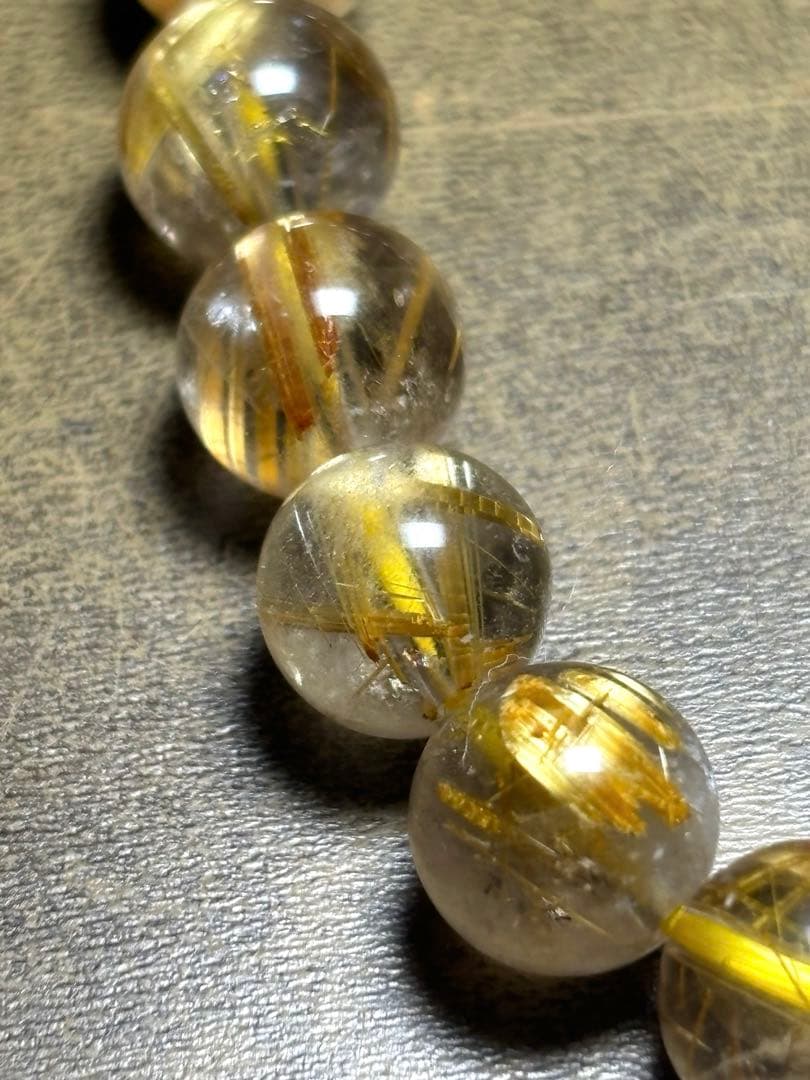 ゴールドタイチンルチルブレスレット9.2㎜（新品未使用）極上　高品質　金運最強