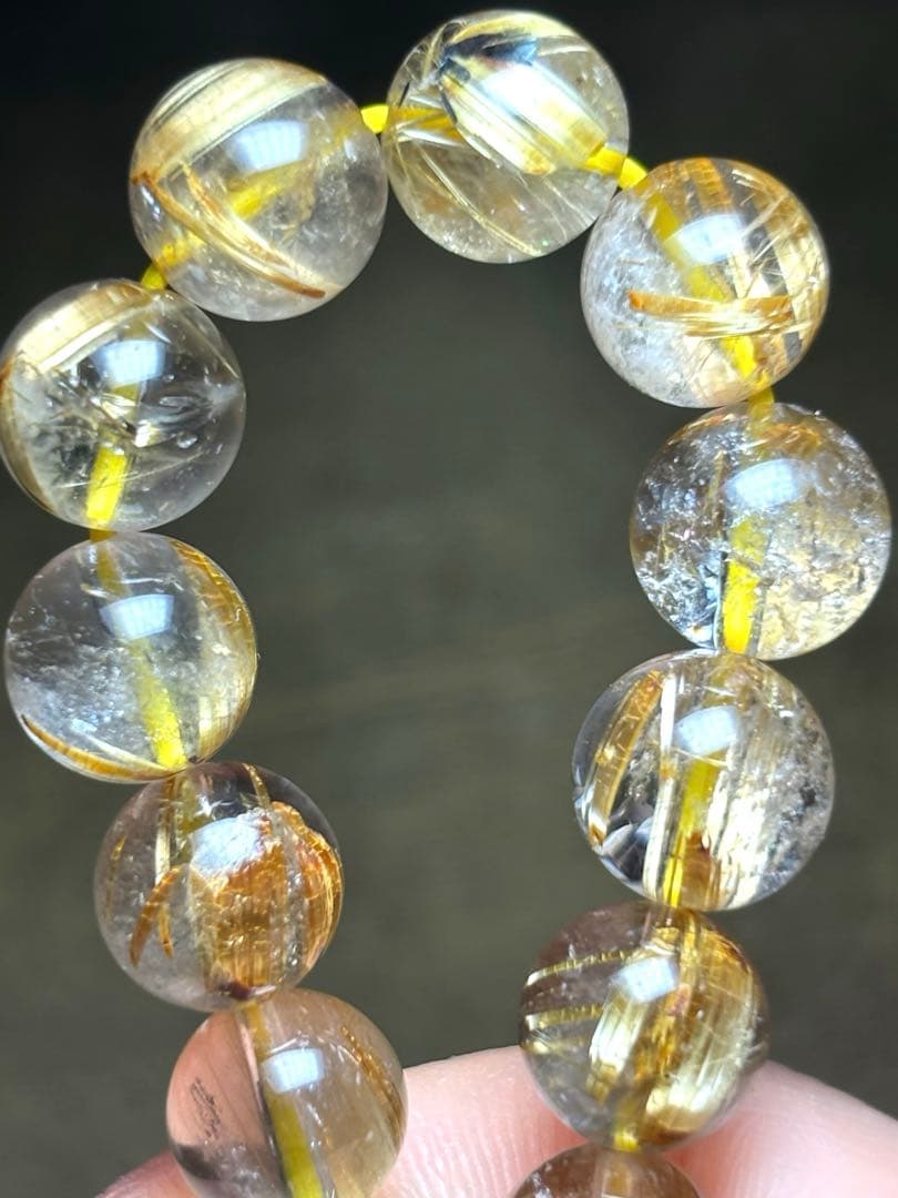 ゴールドタイチンルチルブレスレット9.2㎜（新品未使用）極上　高品質　金運最強