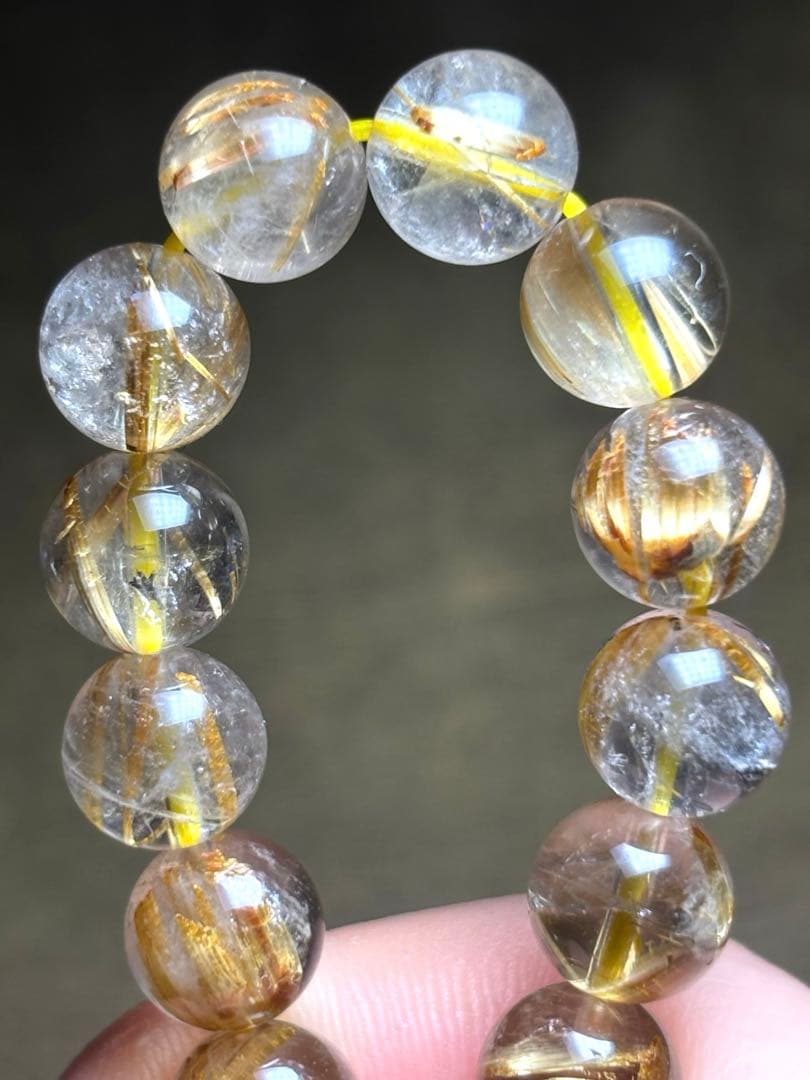 ゴールドタイチンルチルブレスレット9.2㎜（新品未使用）極上　高品質　金運最強