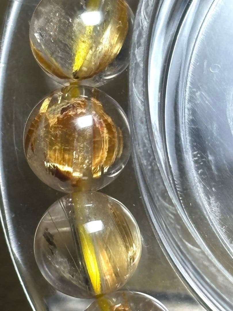 ゴールドタイチンルチルブレスレット9.2㎜（新品未使用）極上　高品質　金運最強