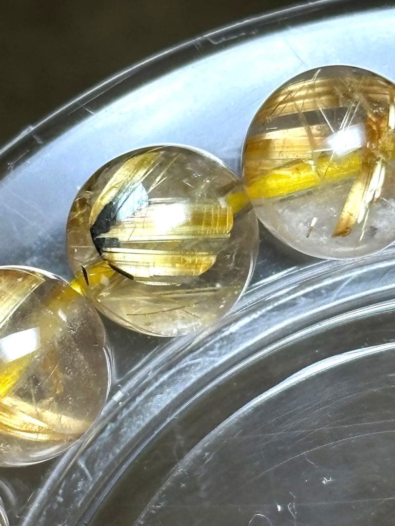 ゴールドタイチンルチルブレスレット9.2㎜（新品未使用）極上　高品質　金運最強