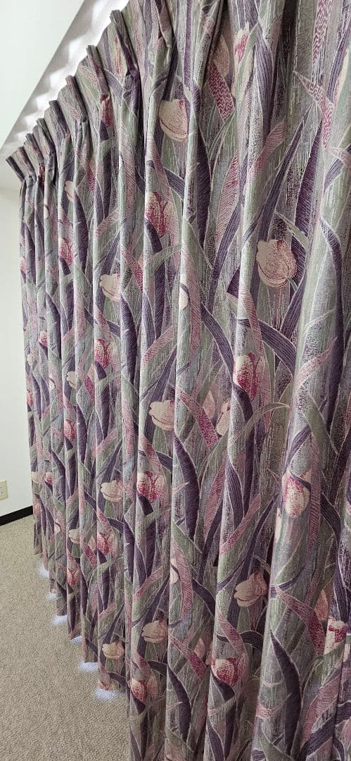 オーダーカーテン　2枚セット　チューリップ柄 W3800✕H1900mm