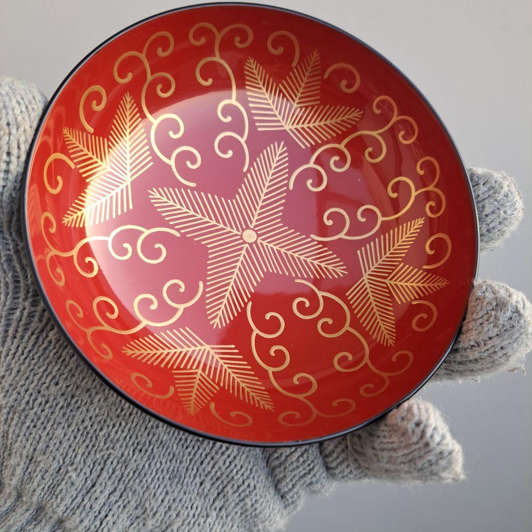 【輪島塗　煮物椀×4客】布着本堅地 見返し\"蔦\"羊歯蒔絵　長期保管品