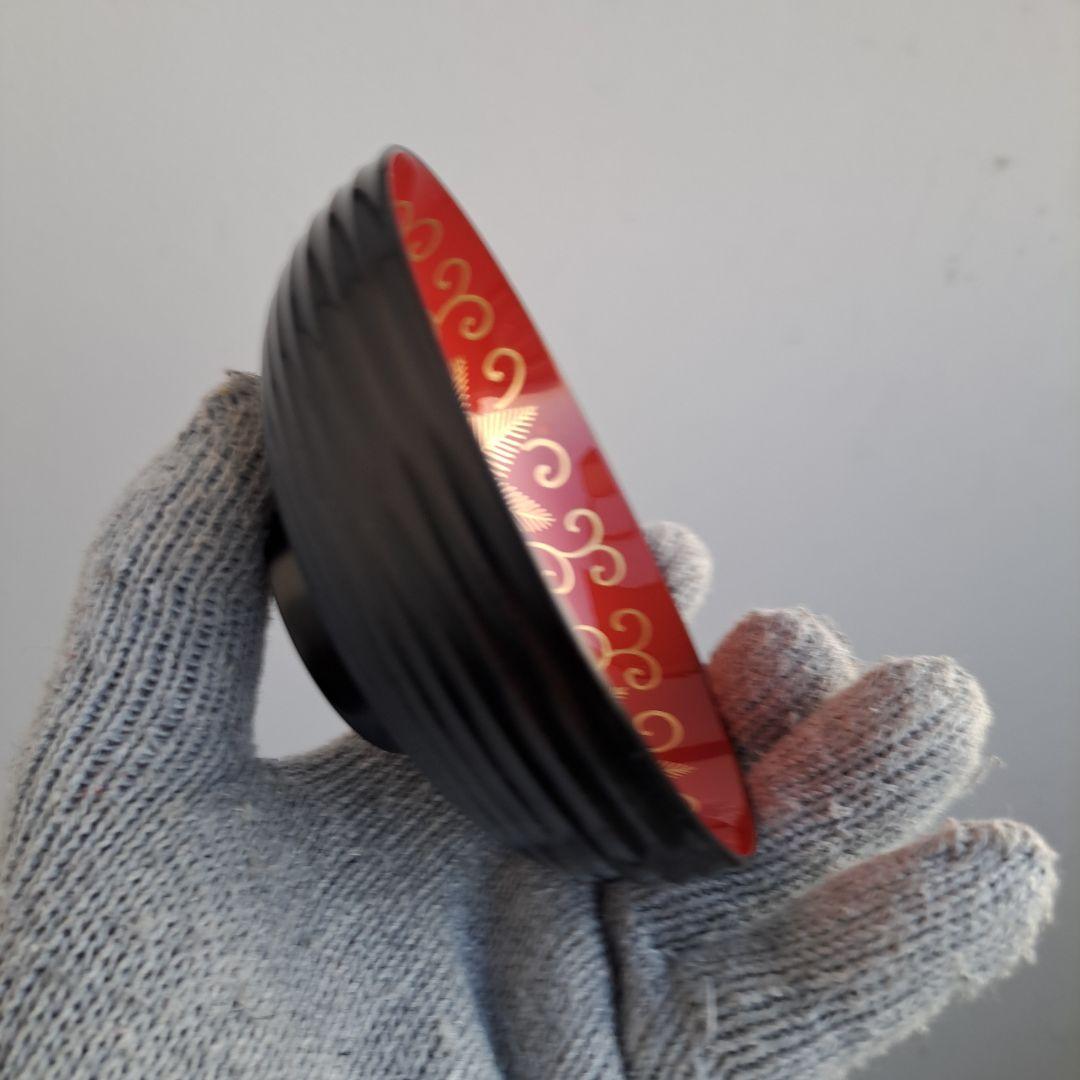 【輪島塗　煮物椀×4客】布着本堅地 見返し\"蔦\"羊歯蒔絵　長期保管品