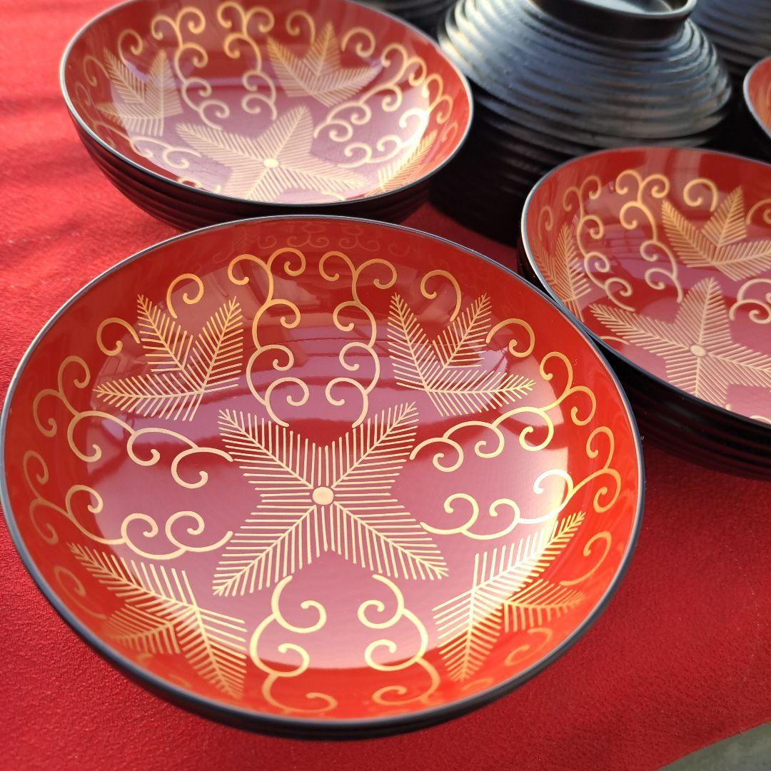 【輪島塗　煮物椀×4客】布着本堅地 見返し\"蔦\"羊歯蒔絵　長期保管品