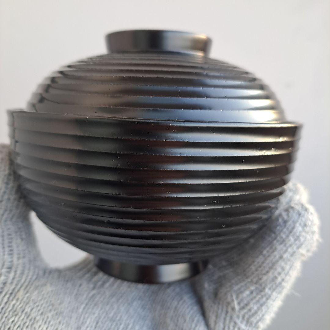 【輪島塗　煮物椀×4客】布着本堅地 見返し\"蔦\"羊歯蒔絵　長期保管品