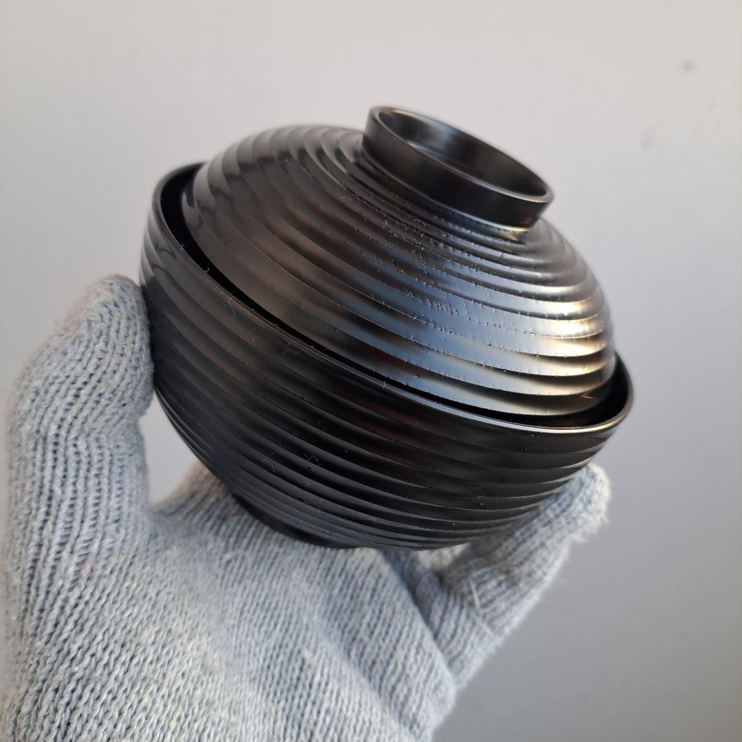 【輪島塗　煮物椀×4客】布着本堅地 見返し\"蔦\"羊歯蒔絵　長期保管品