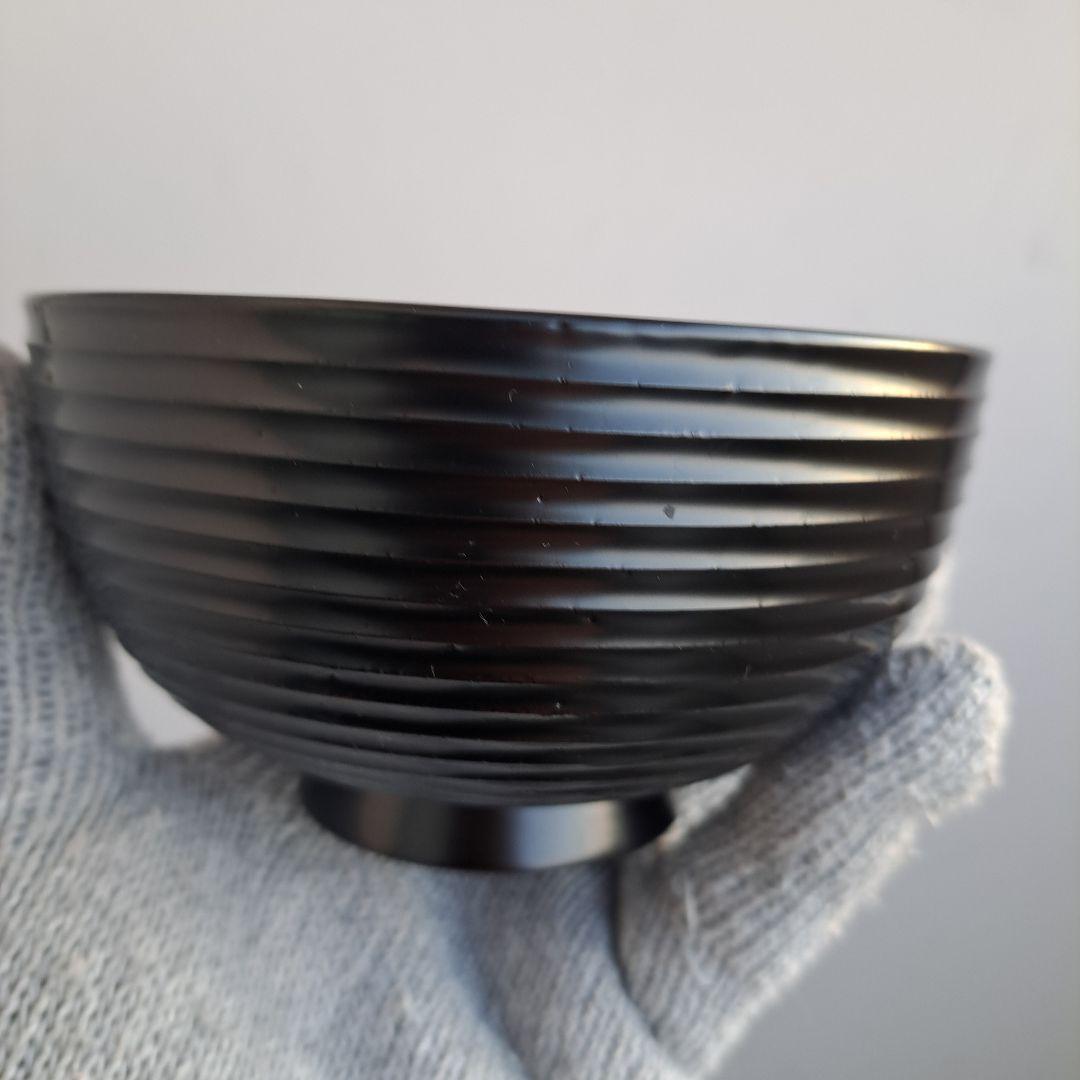 【輪島塗　煮物椀×4客】布着本堅地 見返し\"蔦\"羊歯蒔絵　長期保管品