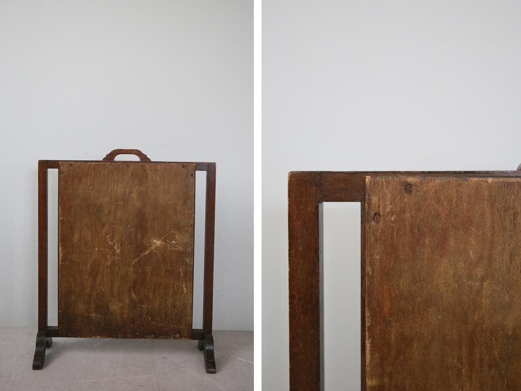 英国アンティーク木製ファイヤースクリーン/衝立/刺繍プチポワン(88-102)