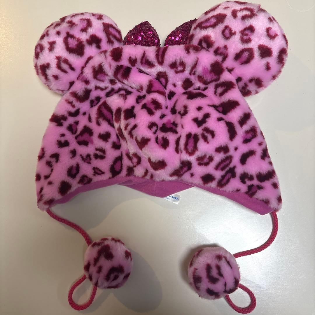 ミニー帽子 ピンクヒョウ柄 東京ディズニーリゾート