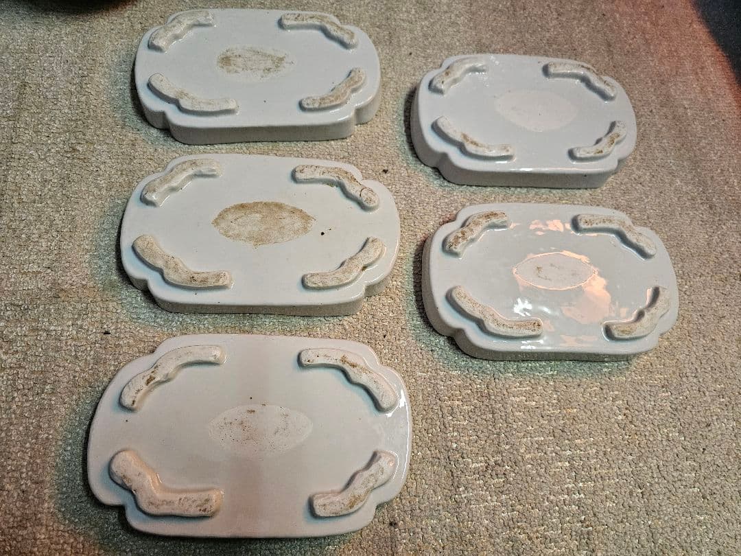 明治 古伊万里？ 京焼？ 古染付け写し 懐石用 虎に人 5客セット＋4客合計9客