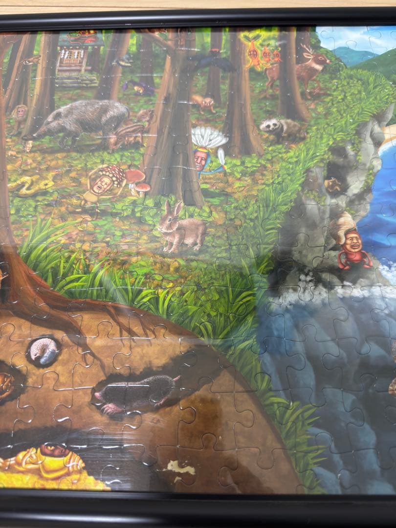こびとづかん ジグソーパズル　特大　完成品　額縁付き 『希少品』