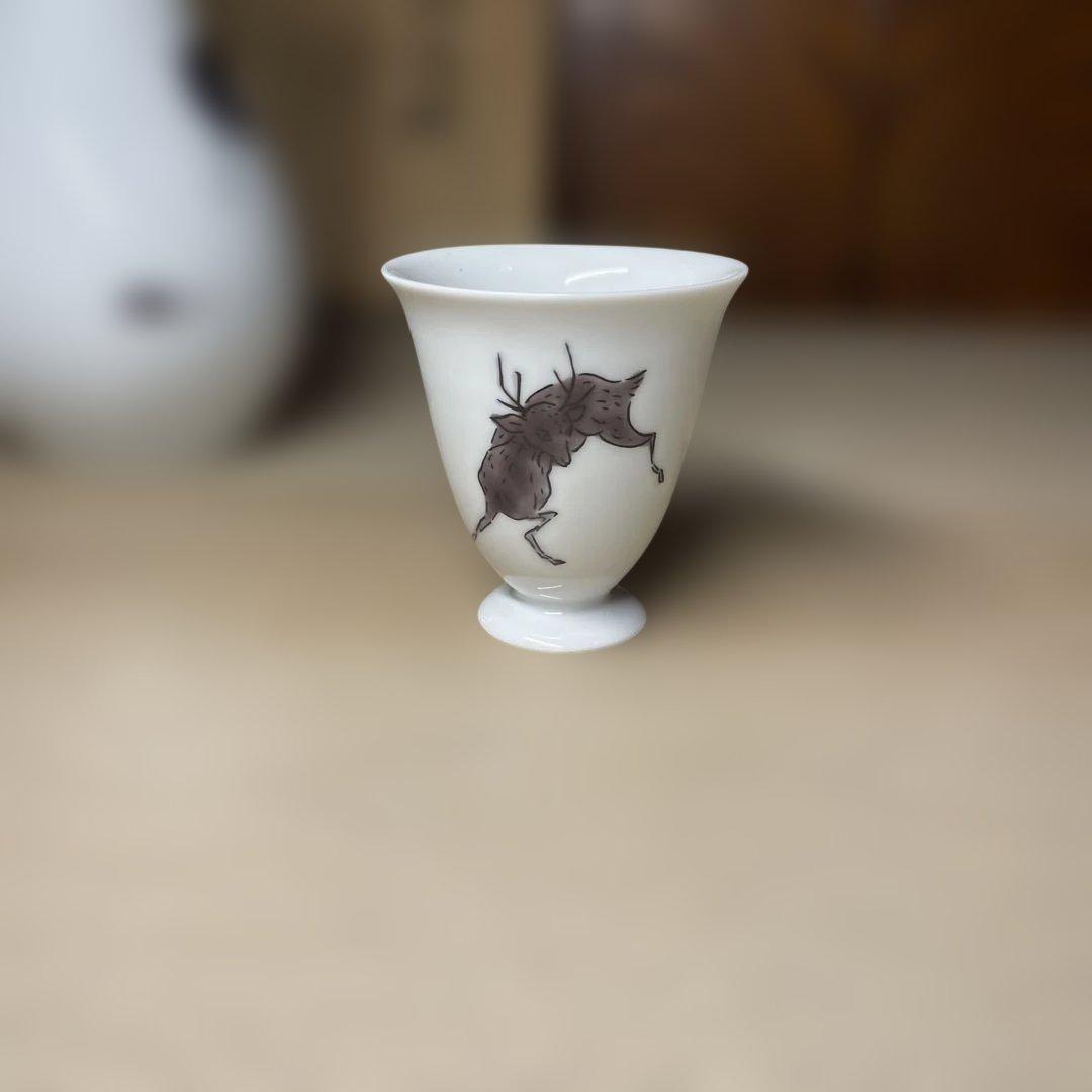 中村元風　今九谷鹿文酒器揃　共箱