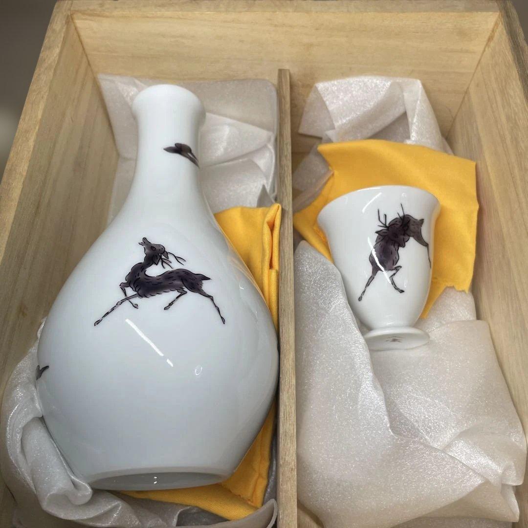 中村元風　今九谷鹿文酒器揃　共箱