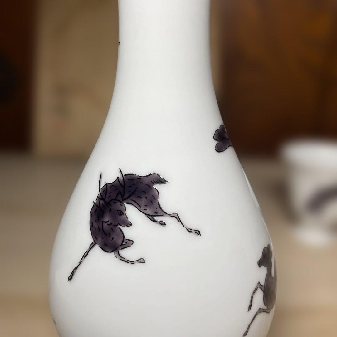 中村元風　今九谷鹿文酒器揃　共箱