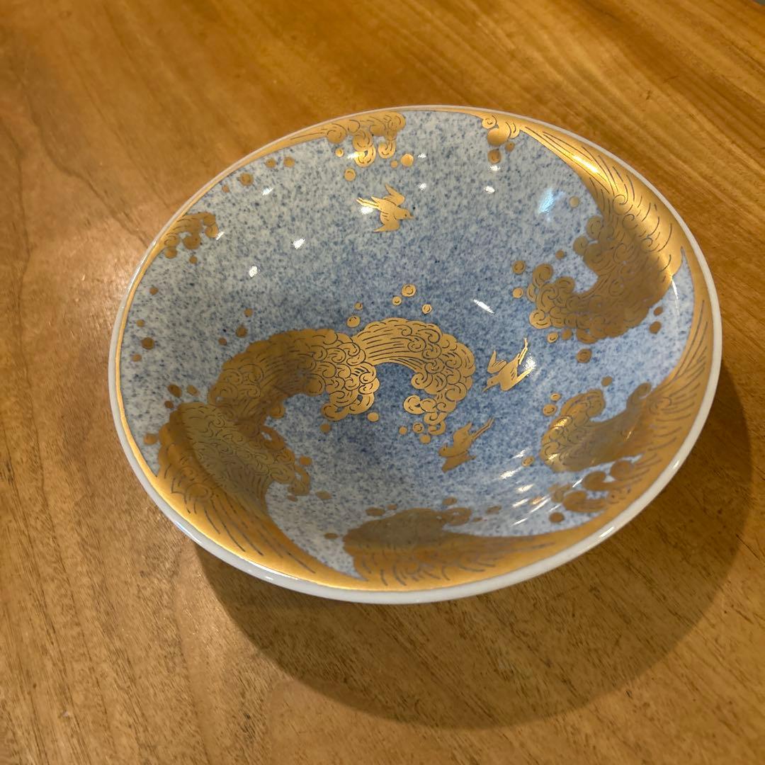 九谷　萌苑　【人間国宝】吉田美統作　金襴手汐騒鉢　一つ　(全二枚)