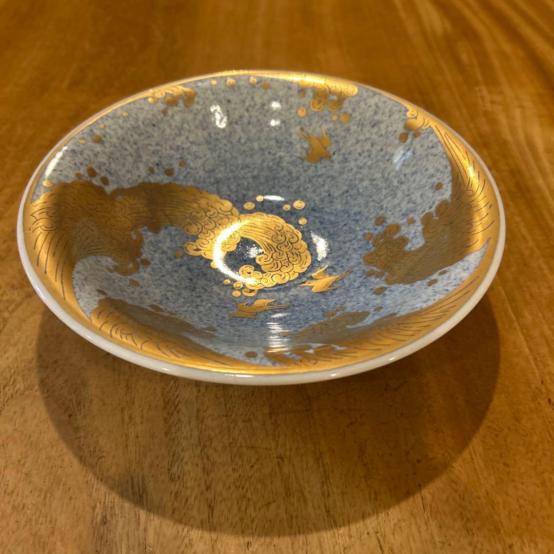九谷　萌苑　【人間国宝】吉田美統作　金襴手汐騒鉢　一つ　(全二枚)