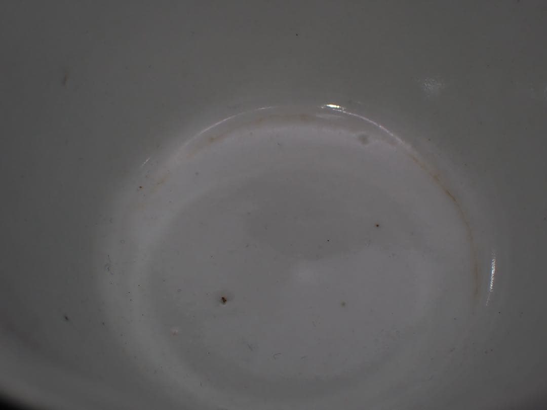 【優品※見込みに磁貫1本】古伊万里 <藍 柿 庭木の図>そば猪口 骨董品(17)