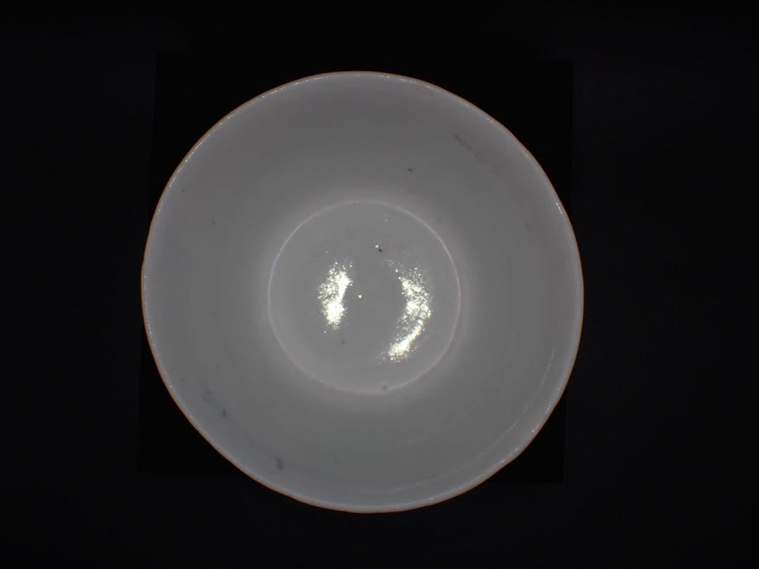 【優品※見込みに磁貫1本】古伊万里 <藍 柿 庭木の図>そば猪口 骨董品(17)