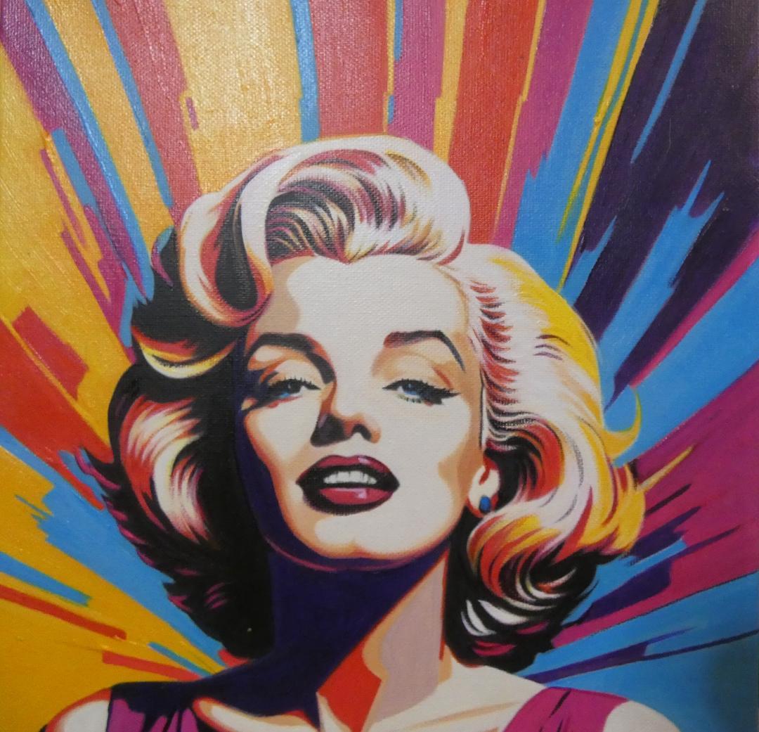 油絵 アンディ・ウォーホル【Marilyn Monroe 】手描き F6　額付き