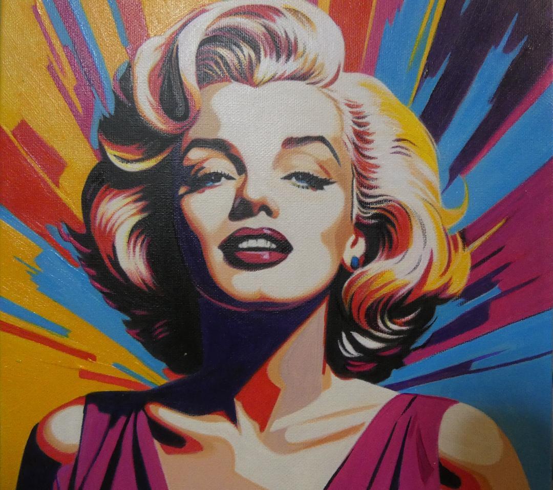油絵 アンディ・ウォーホル【Marilyn Monroe 】手描き F6　額付き