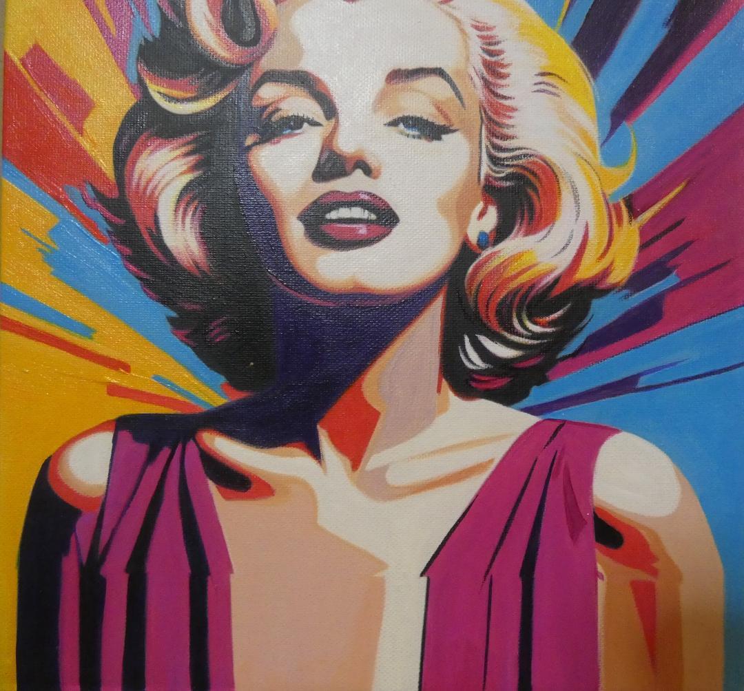 油絵 アンディ・ウォーホル【Marilyn Monroe 】手描き F6　額付き