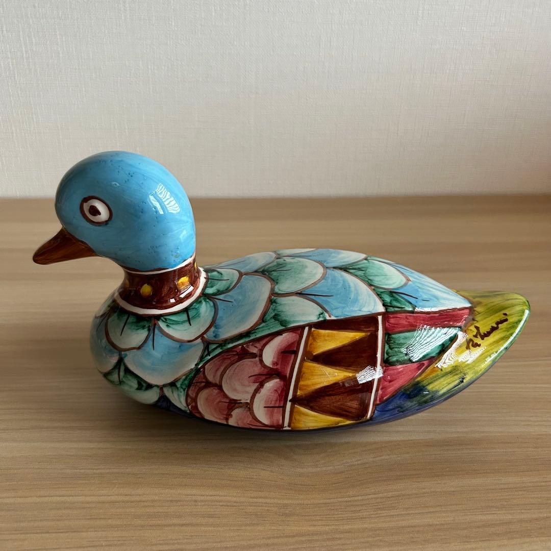 アンティーク　Gubbio グッビオ　イタリア製陶器　カモ　セット　置物