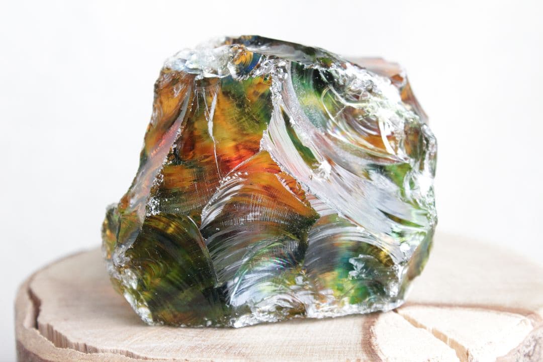 インドネシア産アンダラクリスタル　マルチカラー（グリーン・オレンジブラウン）