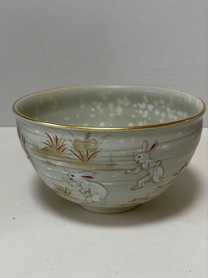 京焼清水焼茶碗兎と秋草茶碗 蔵出