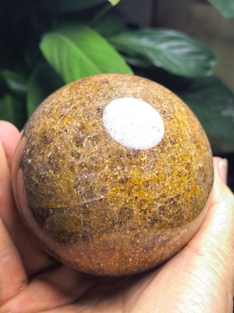 天然石 80mm+ストロベリークォーツのスフィア　丸玉　置物 YY851