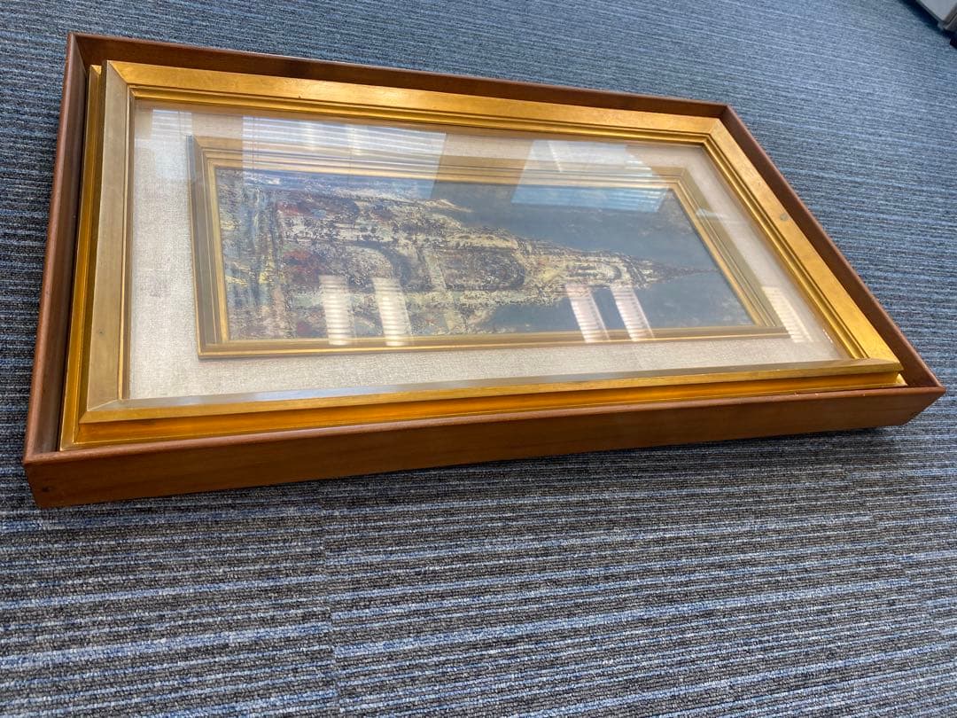 【樋口加六】油彩画「メニールモンタンの寺院」サイン有 大型額装 風景画 油絵絵画