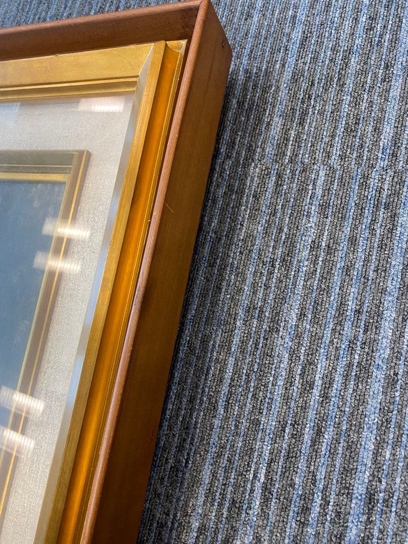 【樋口加六】油彩画「メニールモンタンの寺院」サイン有 大型額装 風景画 油絵絵画