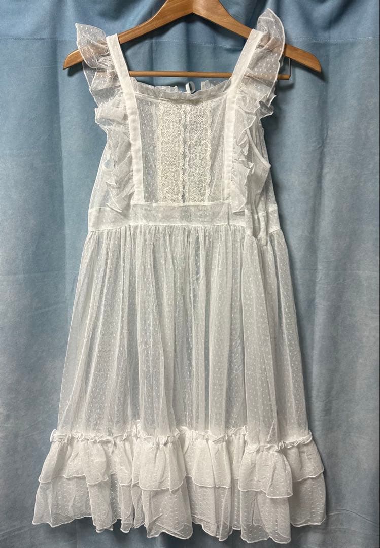 新品未使用、axes femme、ドットチュールエプロン、ホワイト