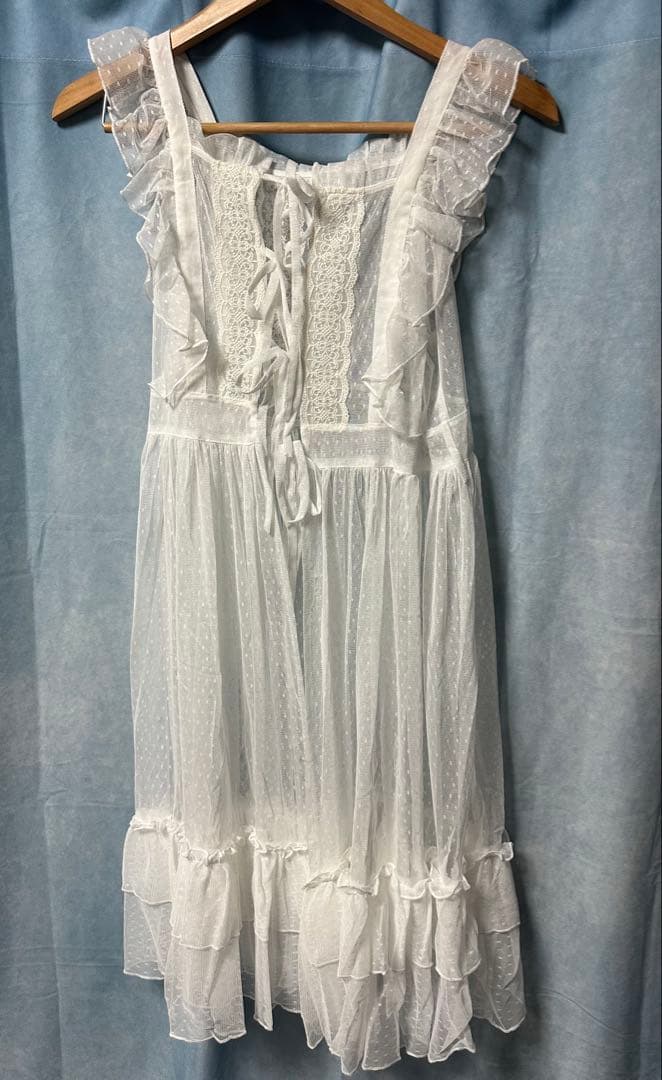 新品未使用、axes femme、ドットチュールエプロン、ホワイト