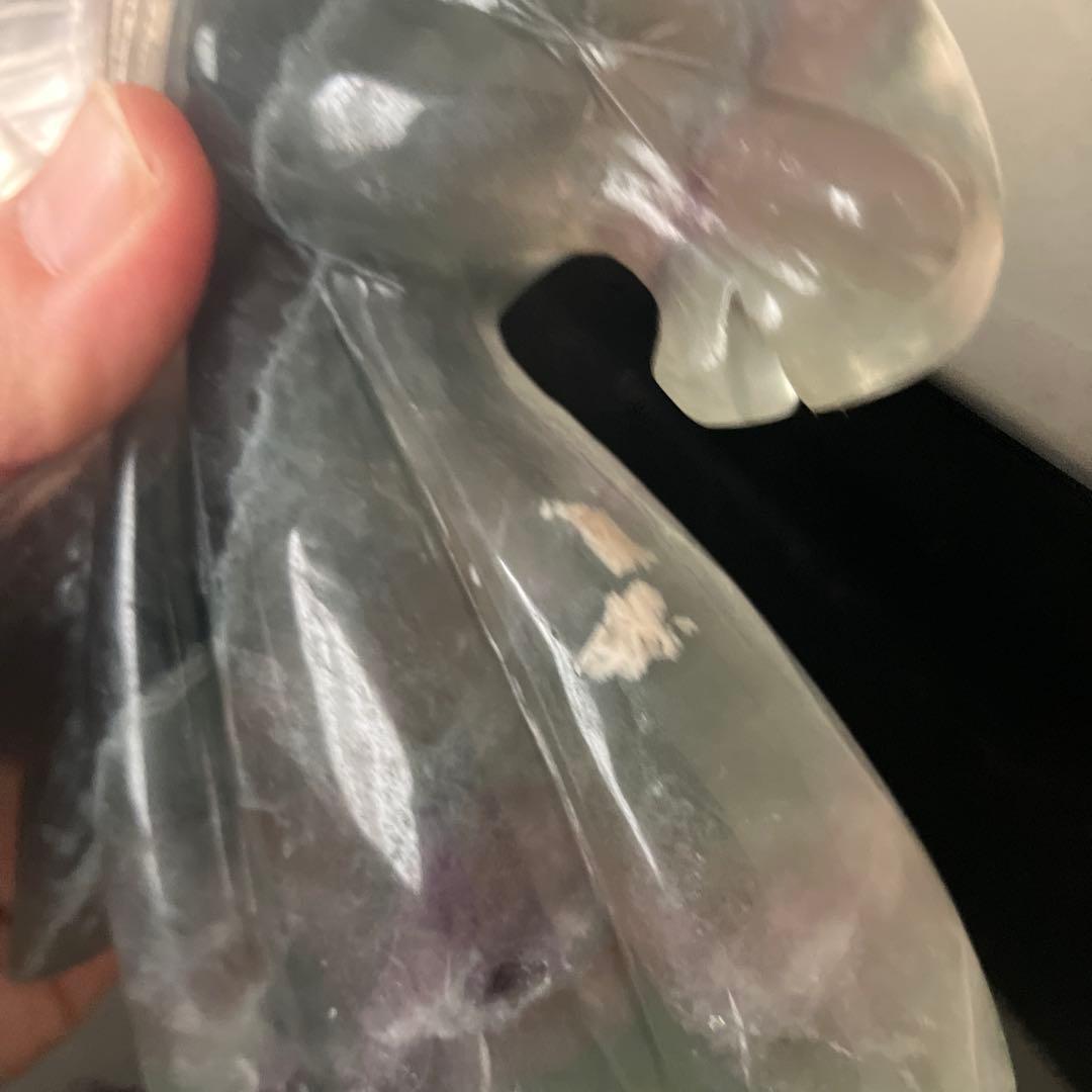 少しフェザー入り！トリプルカラーフローライト　ユニコーン　ペガサス　天然石置物