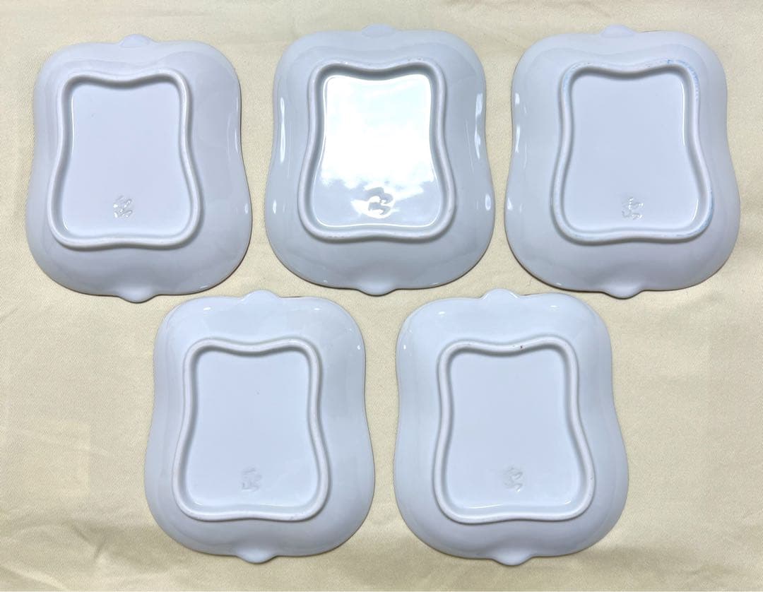 未使用　有田焼　和山窯　染付龍文　軍配形　取皿5枚　希少品