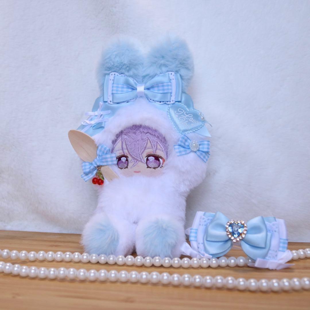 持てるよ うさぎさん.12〜14cm/水色❤︎おすわりぬい服 着ぐるみ ちびぐるみ