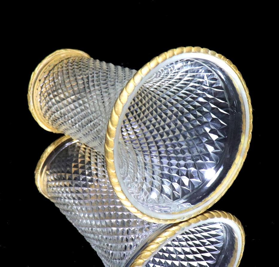 オールド・バカラ 霰文 ブロンズ装飾 大型 置物 ランプシェード ディアマン