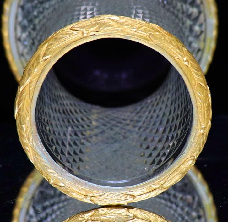 オールド・バカラ 霰文 ブロンズ装飾 大型 置物 ランプシェード ディアマン