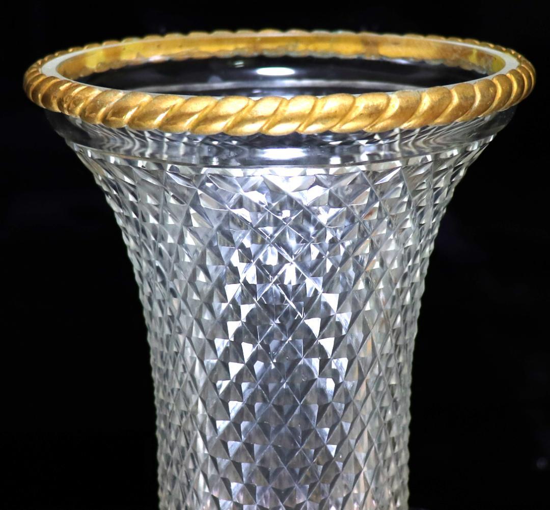 オールド・バカラ 霰文 ブロンズ装飾 大型 置物 ランプシェード ディアマン